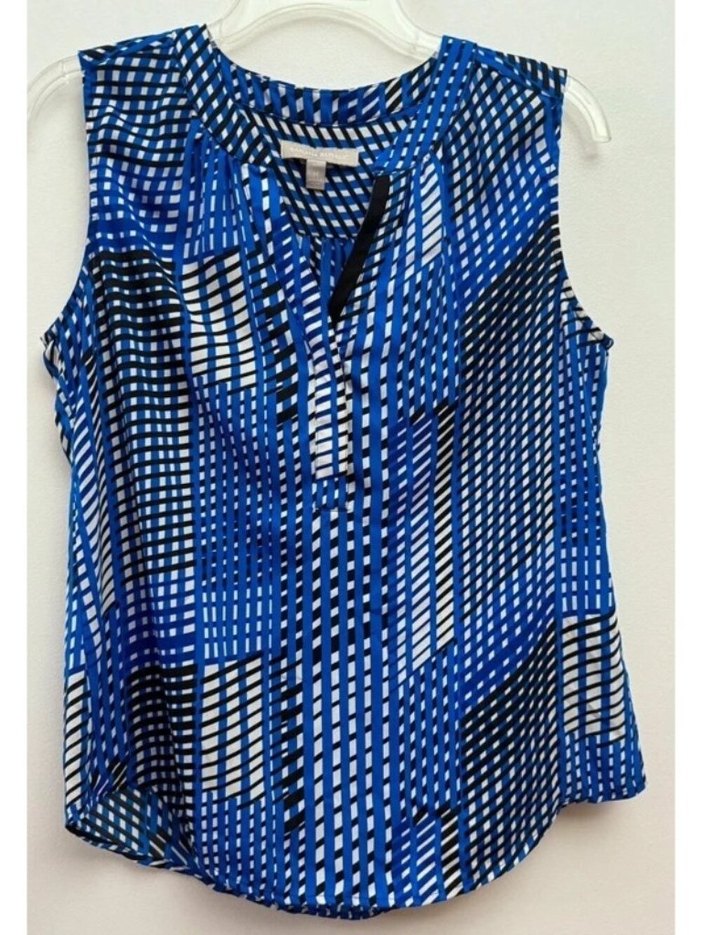 Banana Republic Blue Black White Geometric Sleeveless Blouse Size M